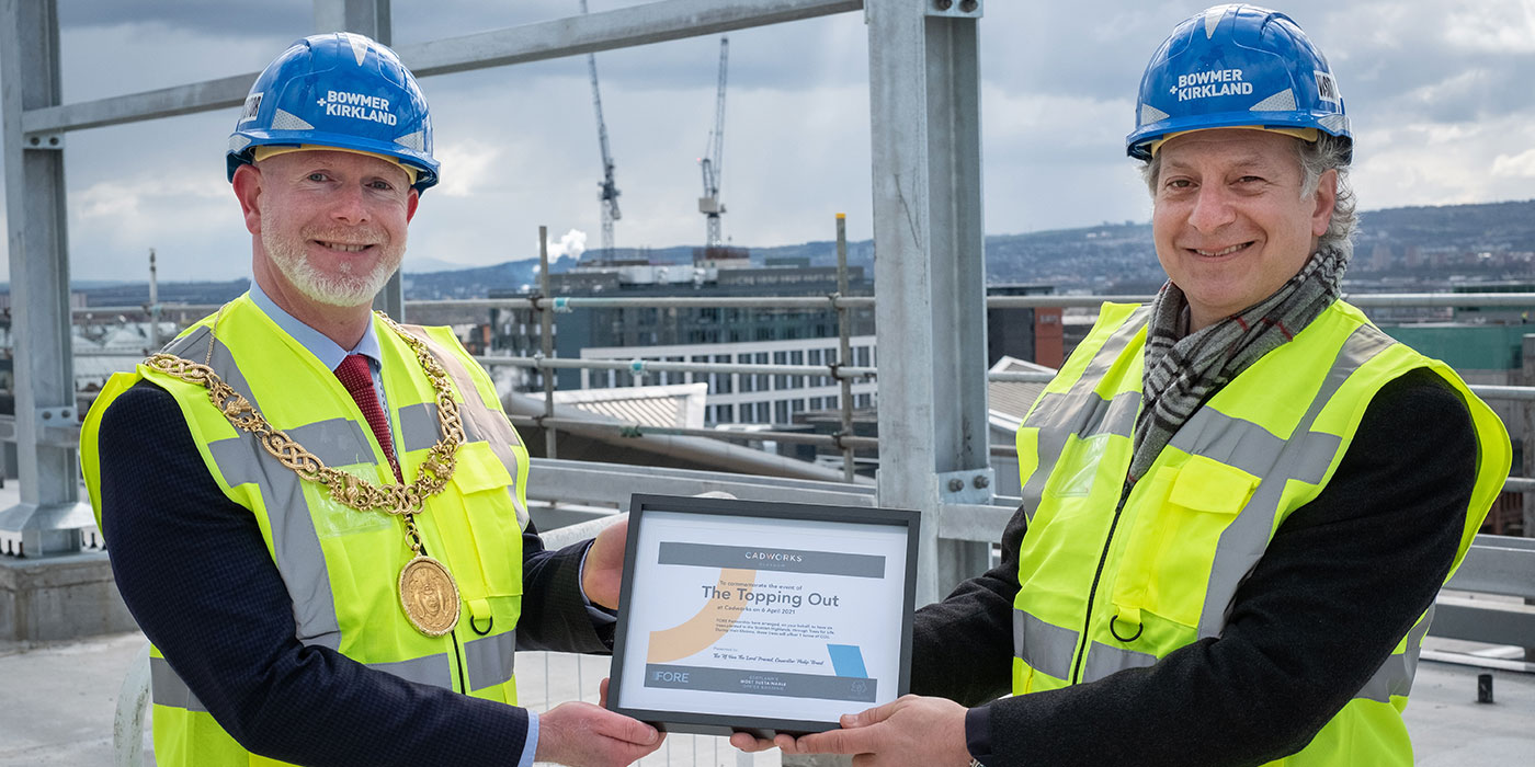Cadworks topping-out marked by Lord Provost of Glasgow and Cllr. Angus Millar